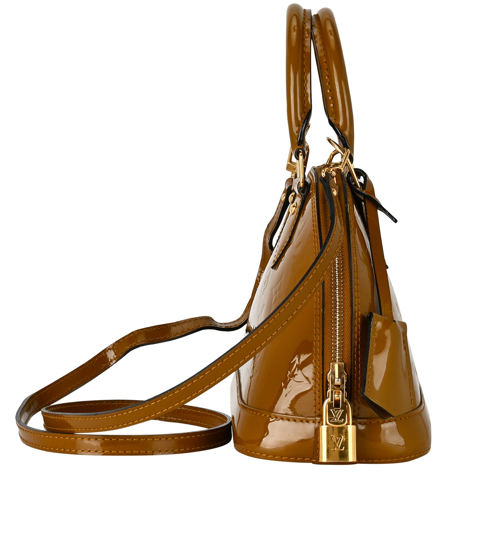 Alma BB, &pound;995, Handbags, Brown, Patent Leather, Side view